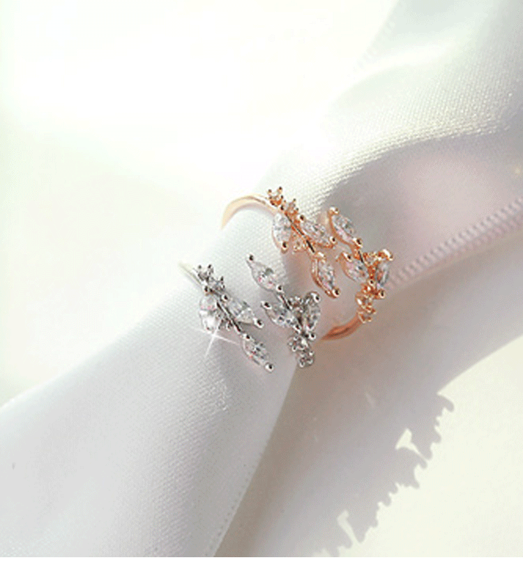 S925 sterling bạc kim cương lá cây nhẫn mở điều chỉnh nhẫn nữ Nhật Bản và Hàn Quốc cá tính người chỉ số nhẫn đuôi ngón tay nhan cuoi