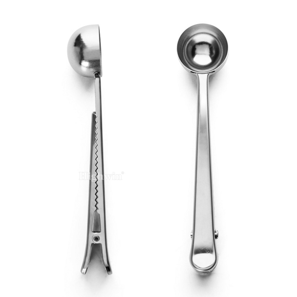 Thickened 304 stainless steel dual-purpose clip spoon, coffee bean spoon, milk powder coffee powder packaging sealed clip spoon