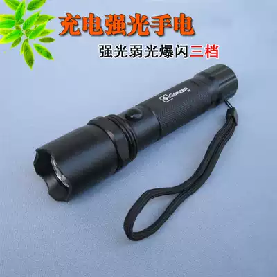2W strong light flashlight Three-speed rechargeable flashlight LED strong light aluminum alloy flashlight with compass waterproof