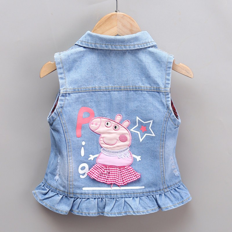 Children's denim vest spring and autumn thin new girl girl baby pure cotton soft denim waistcoat children's vest