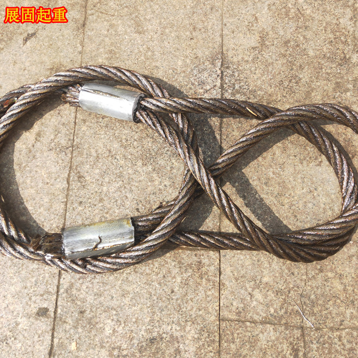 Pressed steel wire rope sling kit lifting rope complete hanger ring head double pressure head rope 18mm (can be set)