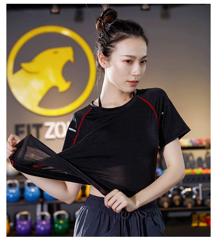 Châu âu và Mỹ gió chuyên nghiệp nhanh chóng làm khô phân khúc nhuộm thể thao T-Shirt nữ tập thể dục ngắn tay nhanh khô chạy phòng tập thể dục phản quang thoáng khí áo thun gym nam