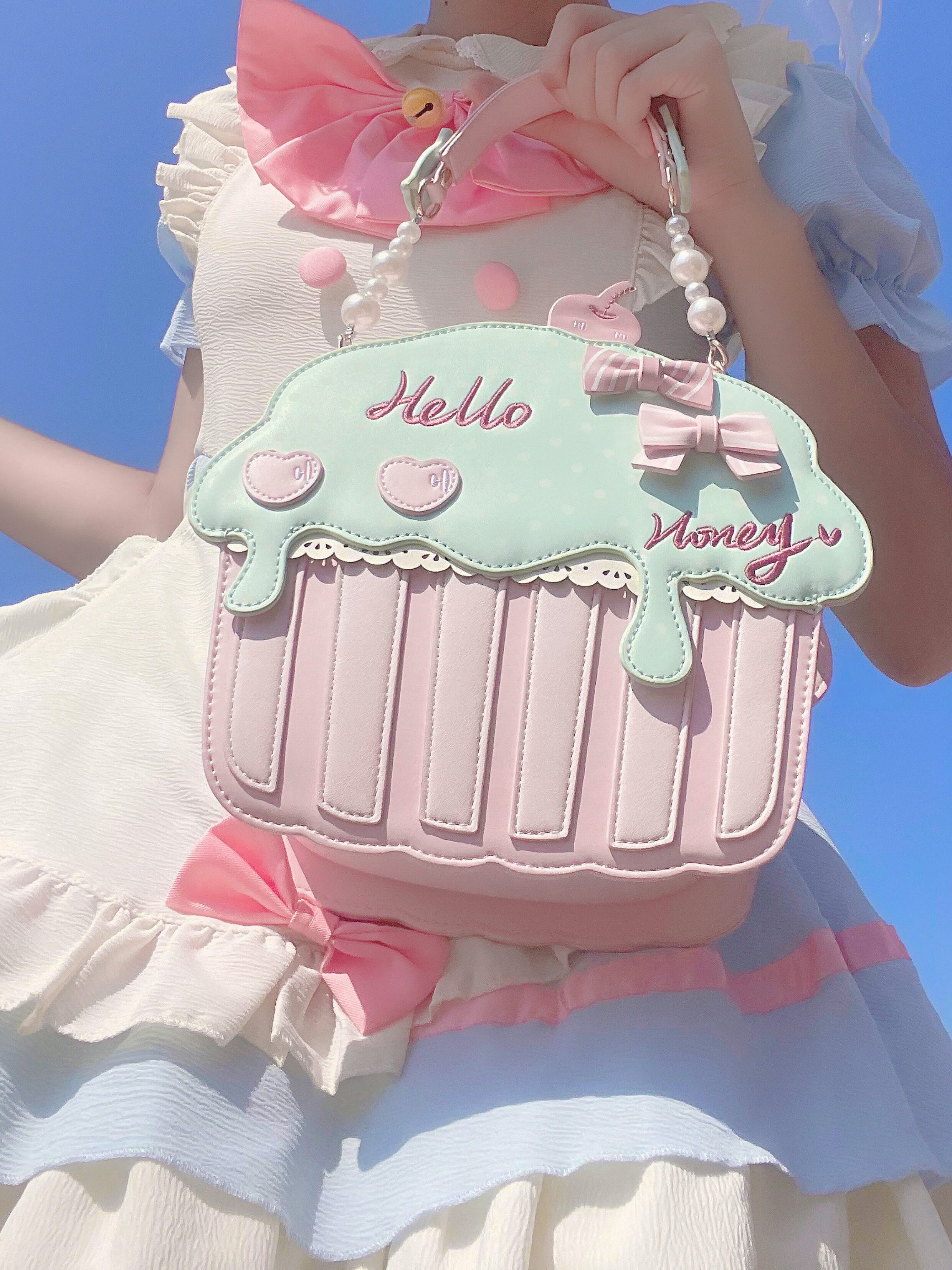 Borsa A Tracolla A Forma Di Cupcake – Bianca – Divertente Borsa Regalo Lolita – Donna