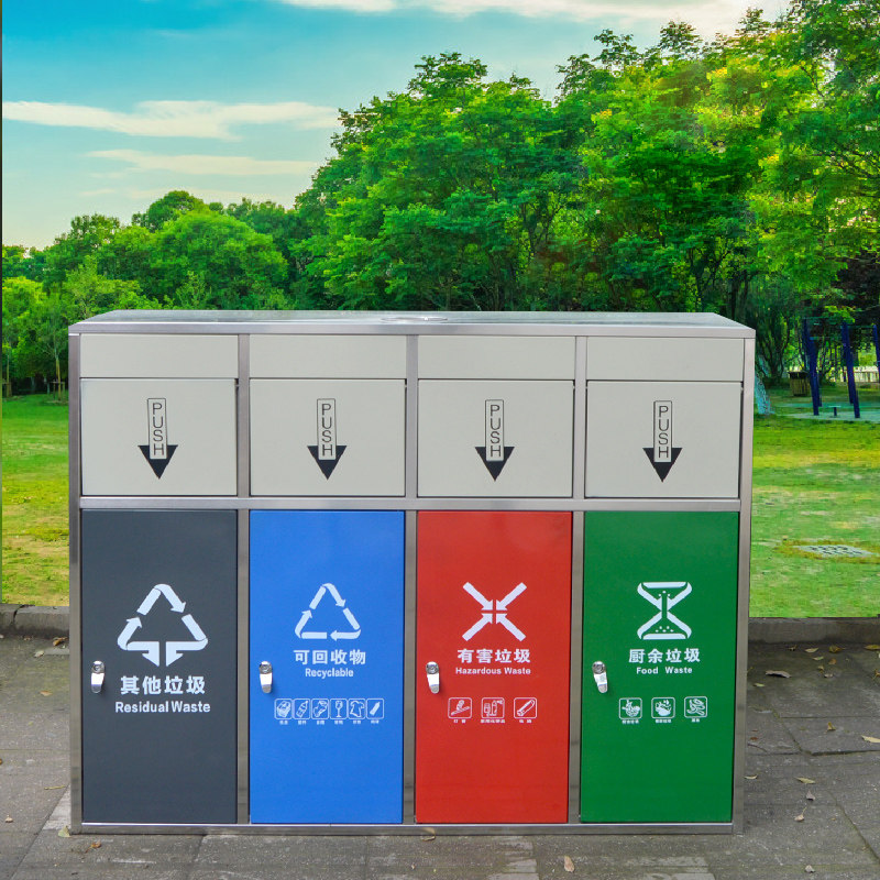 Stainless steel outdoor garbage cans sanitation school garbage bin classification Large fruit suitcase outdoor street scenic area