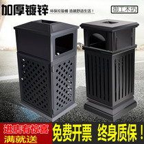 Outdoor trash can large peel box Scenic area community school sanitation square steel wood outdoor creative wooden tube