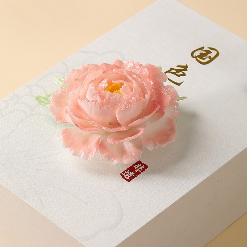 Ceramic Hand-Painted Imitation Peony Flower Porcelain Ornament, Luoyang Tang Sancai Cultural and Creative Heritage, Flower Blooming Prosperity Crafts