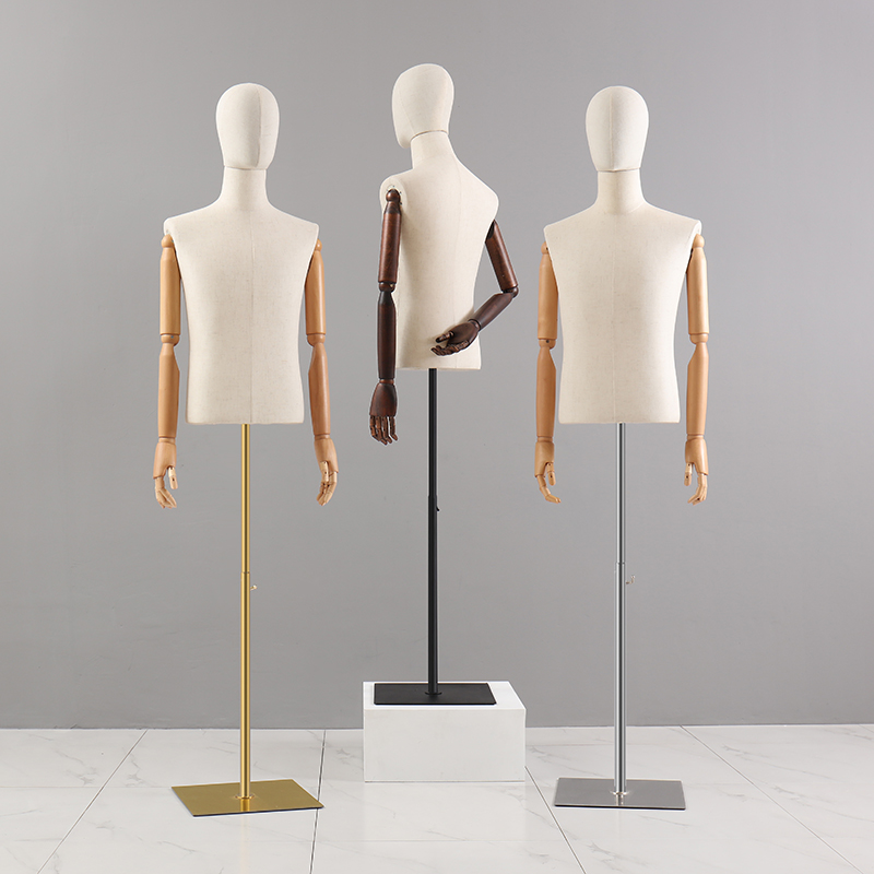 Male Model Props Half Body Golden Silver Body Lead Arm Clothing Shop Window Sifu Showcase Model Shelf