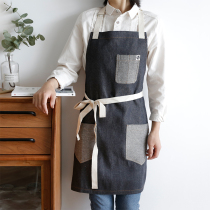 Fashion Denim Apron Catering Coffee Makers Milk Tea Shop Working Clothes Men And Womens Korean Version Wear Resistant Kitchen Anti-Oil