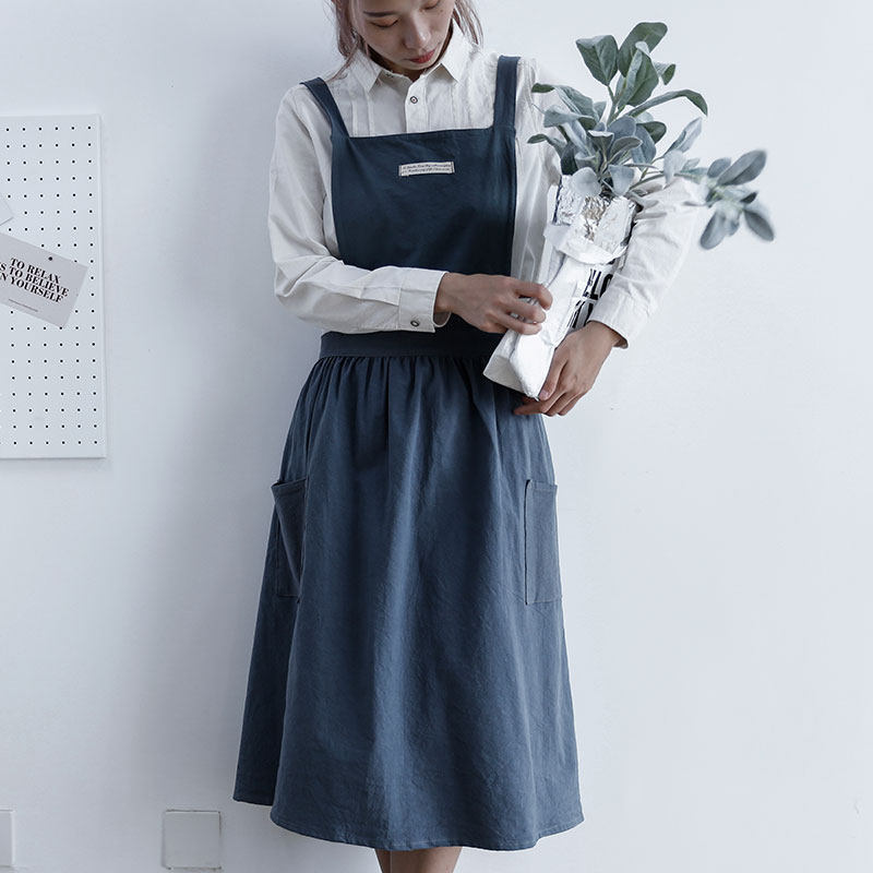 Nordic 100 Pleats Apron Maturation Art Van Full Cotton Kitchen Fashion Apron Women's Cafe Artist Use Day Style