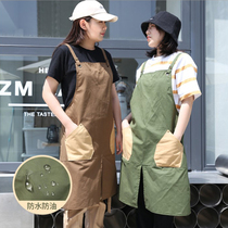 Workwear wind apron summer waterproof and oil-proof kitchen household Japanese strap cooking work clothes sleeveless male Lady