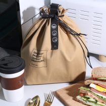 Japanese ins tooling style portable lunch box bag lunch bag lunch bag canvas drawstring insulation niche lunch bag office workers