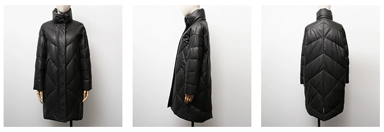 Áo khoác da Hained Leather Down Jacket Da cừu Leather Jacket Women 2020 New Mid-length Coat - Quần áo da