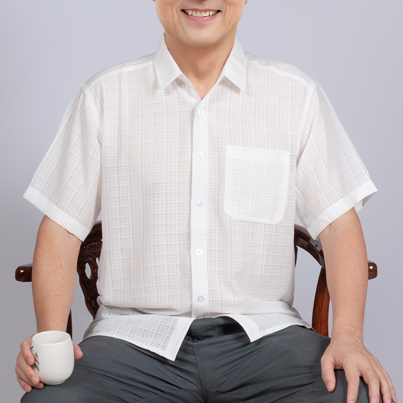 Dad's Summer Ice Silk Short-Sleeved Shirt, Middle-Aged and Elderly Grandpa's Cardigan Shirt, Men's Loose Thin Shirt, Old Man's Shirt Dad's Summer Ice Silk Short-Sleeved Shirt, Middle-Aged and Elderly Grandpa's Cardigan Shirt, Men's Loose Thin Shirt, Old Man's Shirt