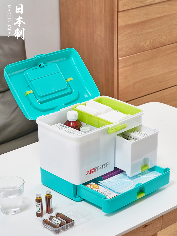 Japan imported medicine box family multi-layer large multi-functional first aid box household medicine storage box medicine box