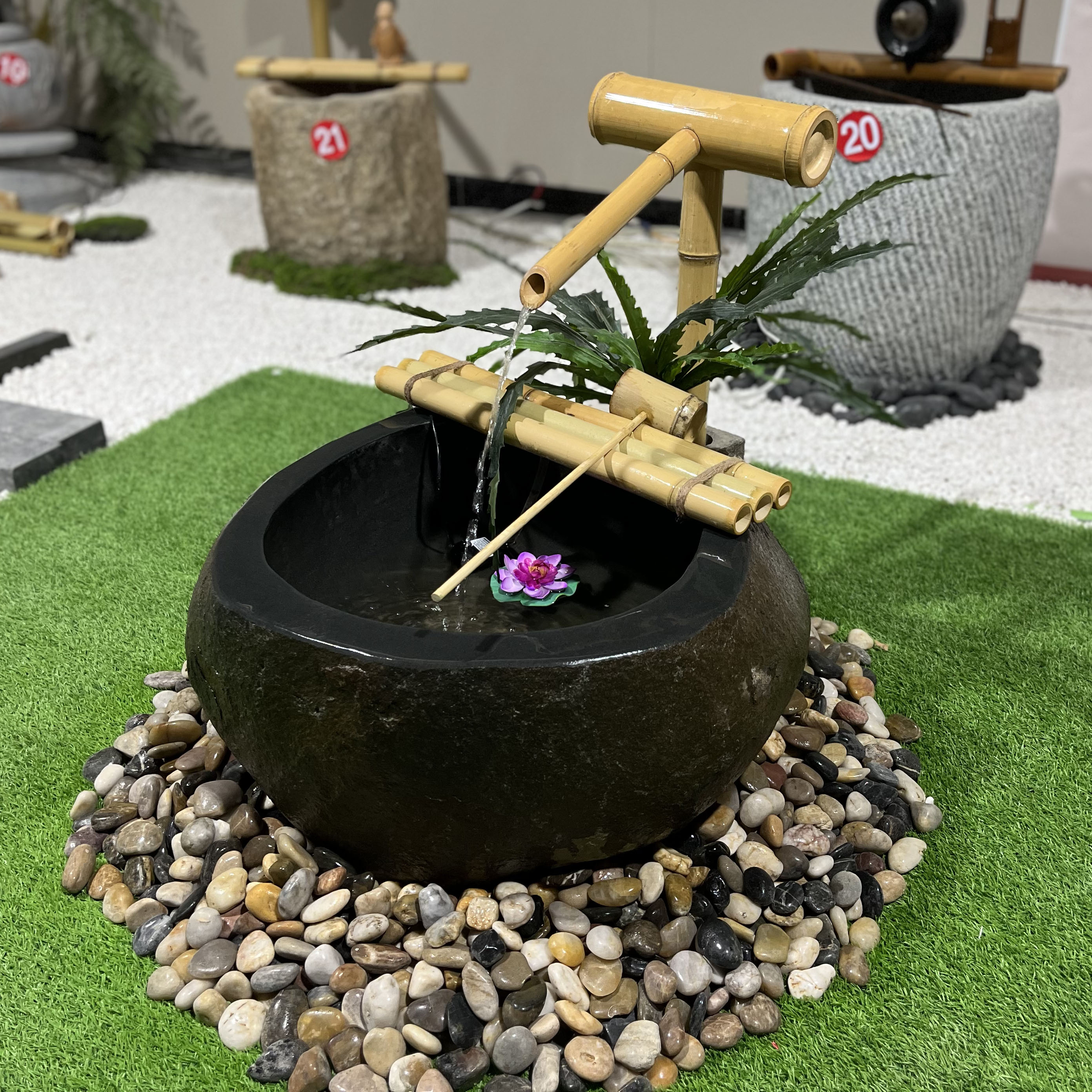 ▪️鑑賞石▪️置物▪️飾石 ■ 糸掛石 ■水石 ■ 日式庭院石钵惊鹿竹子流水蹲踞滴水户外花园造景观黑山石水钵摆件