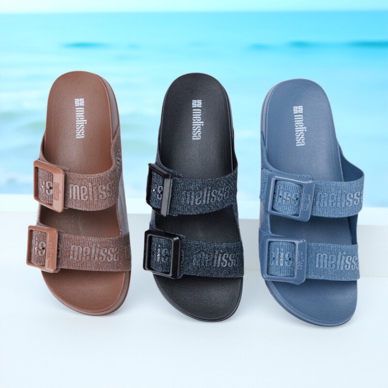 2025 Melissa New Jelly Shoes Women's Slip-On Sandals Melissa Thick-Soled Wide-Band Buckle Casual Slippers Beach