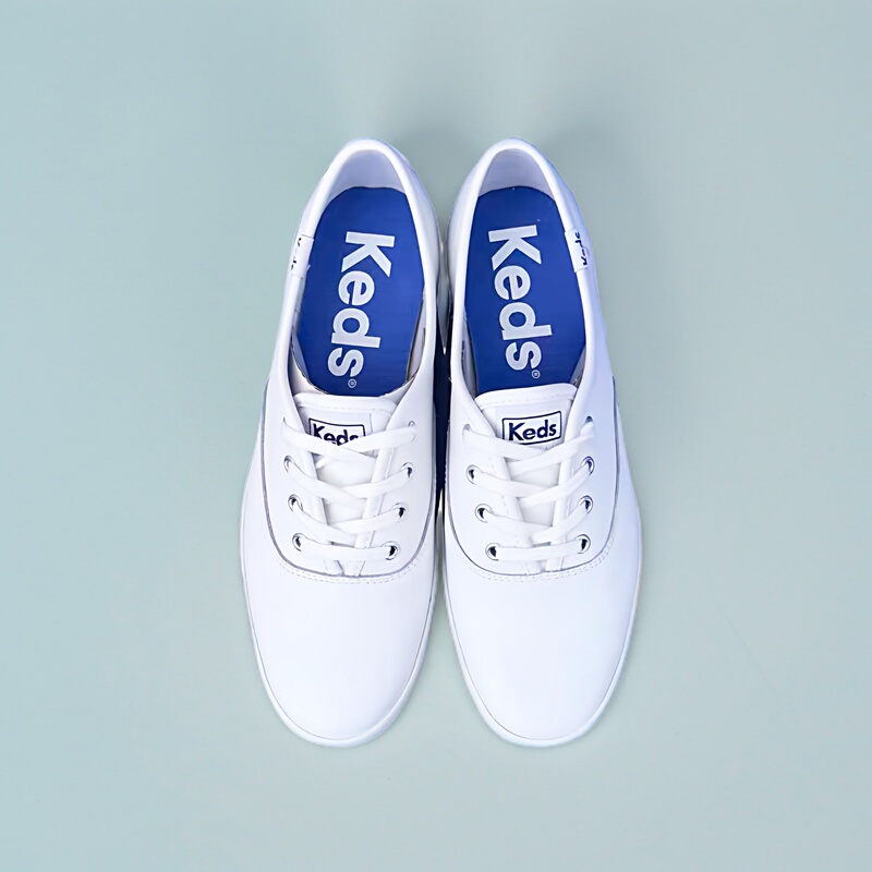 Zheng Xiu Jing's Same Style Keds Soft Leather Thin-Soled Classic Leather White Shoes Versatile Casual Low-Top Lace-Up Shoes