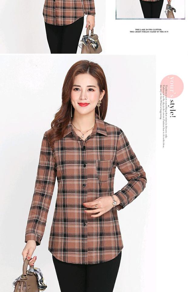 Ưu đãi đặc biệt phiên bản Hàn Quốc của áo sơ mi nữ mùa xuân và mùa thu kẻ sọc trung niên mẹ giản dị áo sơ mi dài tay trong áo cotton dài - Quần áo của mẹ áo khoác cho phụ nữ 40 tuổi