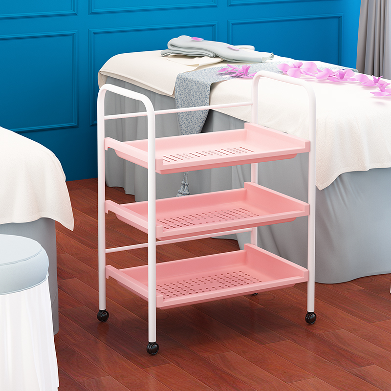 Beauty cart hair toolcar three layers plastic frame embroidery cans beauty salon trolley trolley nail