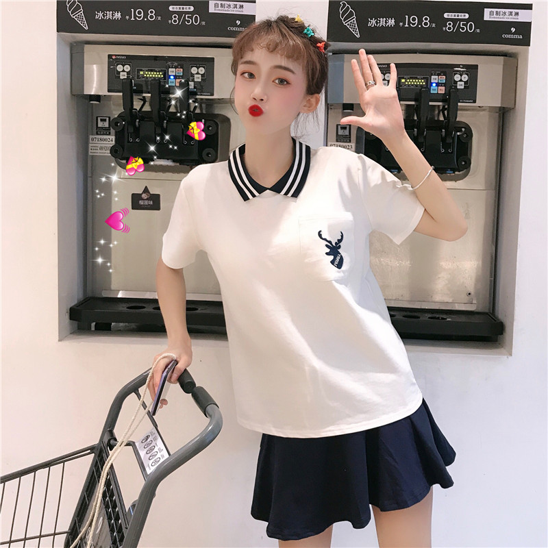 VK旗艦店 韓系學院風休閒運動套裝短袖裙裝