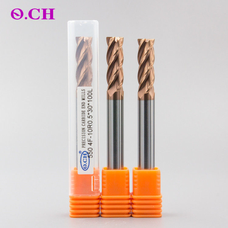 Q CH Kawasaki 58 degree tungsten steel round nose milling cutter extension 4-edge R0 2R0 5R1 75L100L150L alloy