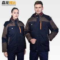 Winter velvet thickened work clothes Cotton coat mens jacket Labor insurance quilted jacket Engineering cotton coat suit cold tooling customization