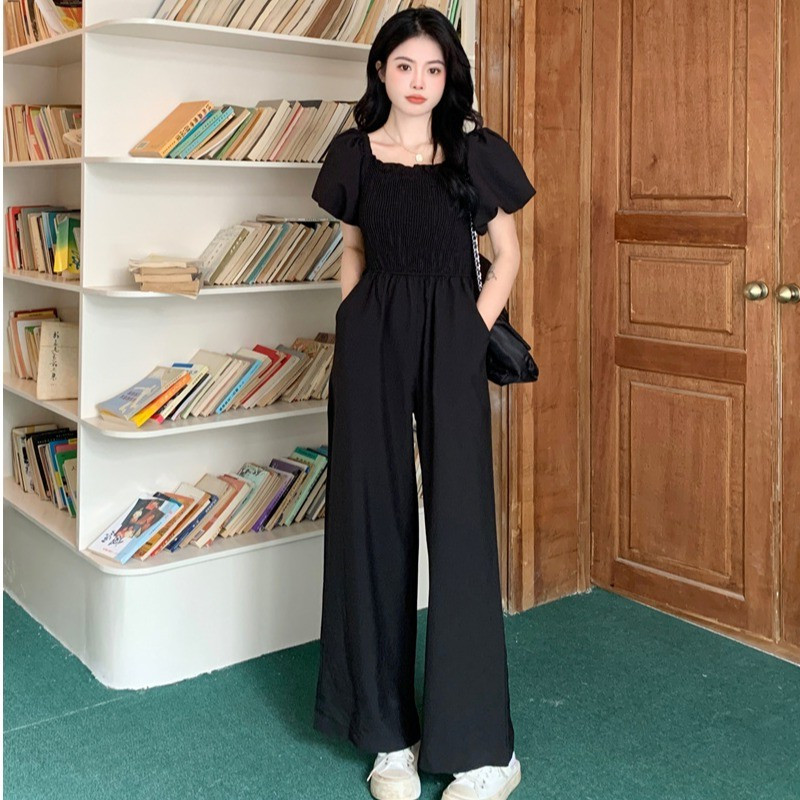 2026 Summer New Design Puff Sleeve Jumpsuit High Waist Casual Chiffon Off-Shoulder Wide-Leg Pants for Women 2026 Summer New Design Puff Sleeve Jumpsuit High Waist Casual Chiffon Off-Shoulder Wide-Leg Pants for Women