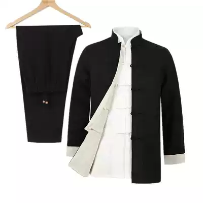 Spring and Autumn Men's Tang flax three-piece Chinese cotton and linen jacket retro Chinese style collar suit