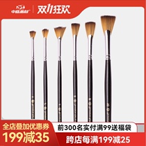 Zhongsheng painting material golden nylon 2700 fan fish tail fan Oil Brush water color pen full set
