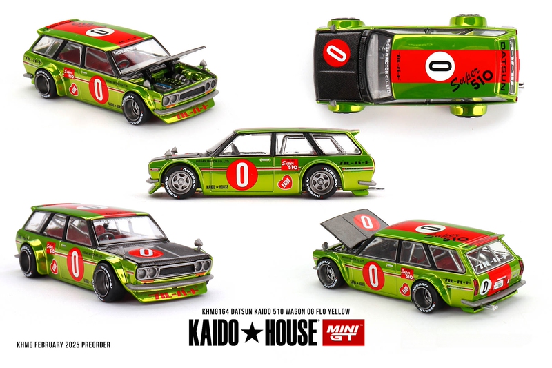 [in Stock] Kaidohouse Minigt 1:64 Datsun 510 Wagon Chrome Yellow 164