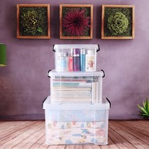 Transparent plastic storage box thickened large and small snacks toy finishing box storage box covered sundries storage box
