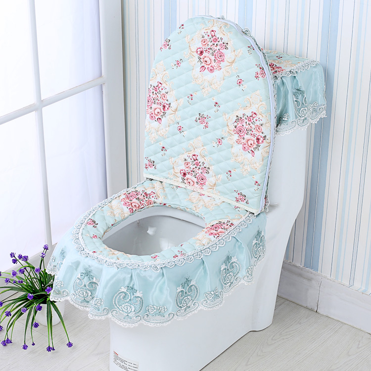 Four Seasons Universal toilet cushion Three sets of lace fabric Lace Style Home Toilet Cushion cushion seat cushion collar