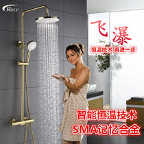 German waterfall shower Intelligent cold touch black bathtub faucet shower set Brushed Gold constant temperature mixing valve