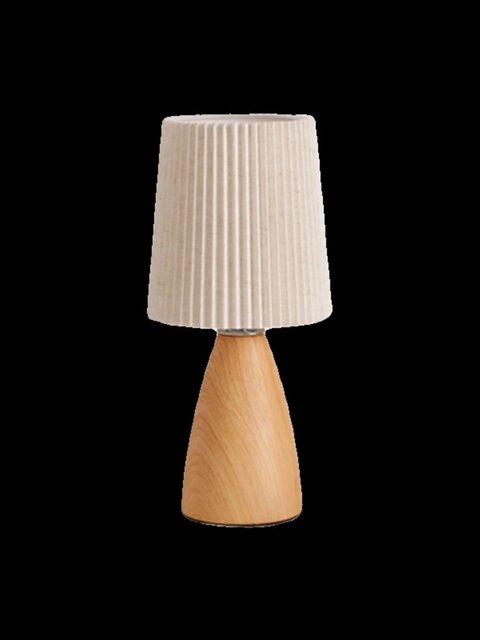 Wabi-Sabi Pleated Table Lamp Bedroom Ceramic Wood Grain High-End Night Light Warm and Romantic Home Decoration Atmosphere Bedside Lamp