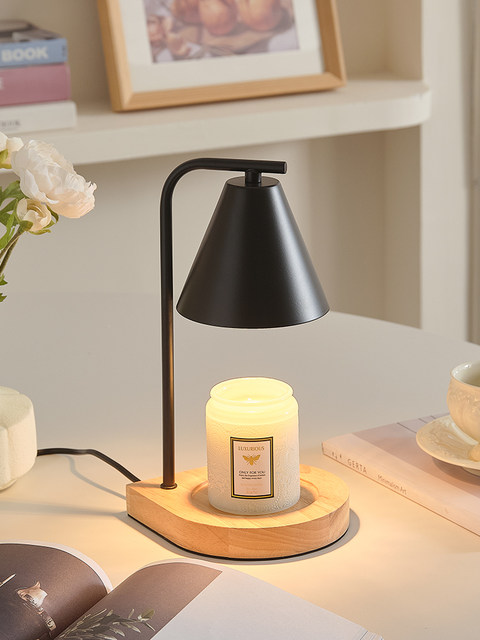 Amazon's best-selling lily of the valley aromatherapy melting wax lamp bedside wooden candle melting lamp simple Japanese-style smokeless temperature-adjustable night light