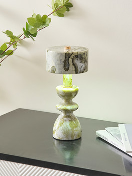 Marble Jade Table Lamp Coffee Table Bar Lamp Nordic ins Creative Simple Rechargeable Bedside Night Light