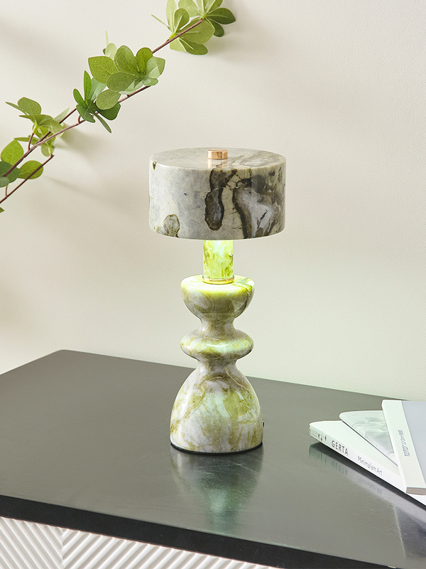 Marble Jade Table Lamp Coffee Table Bar Lamp Nordic ins Creative Simple Rechargeable Bedside Night Light