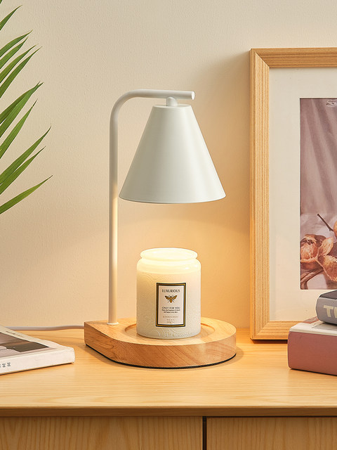 Amazon's best-selling lily of the valley aromatherapy melting wax lamp bedside wooden candle melting lamp simple Japanese-style smokeless temperature-adjustable night light