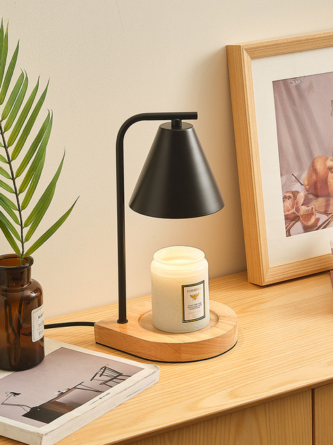 Amazon's best-selling lily of the valley aromatherapy melting wax lamp bedside wooden candle melting lamp simple Japanese-style smokeless temperature-adjustable night light