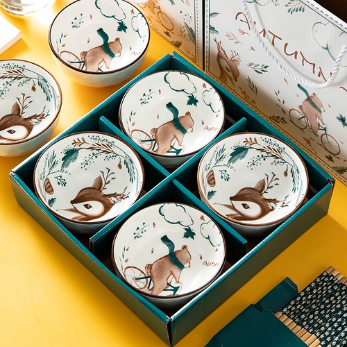 Сине-белый керамический комплект, посуда для еды для домашнего использования, подарочная коробка, подарок на день рождения