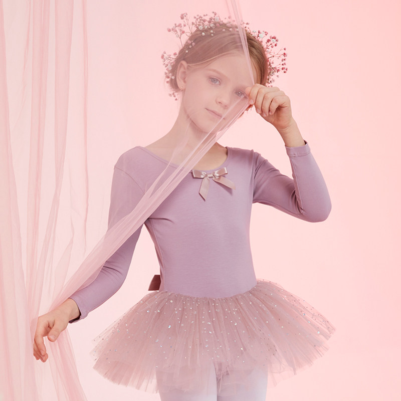 [USD 23.96] ballerina dress girls long sleeve children's dance clothes