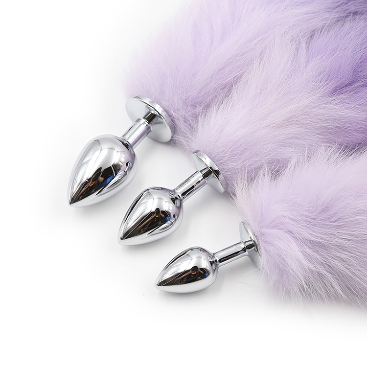 Colorful Artificial Hair Anal Plug - Pink