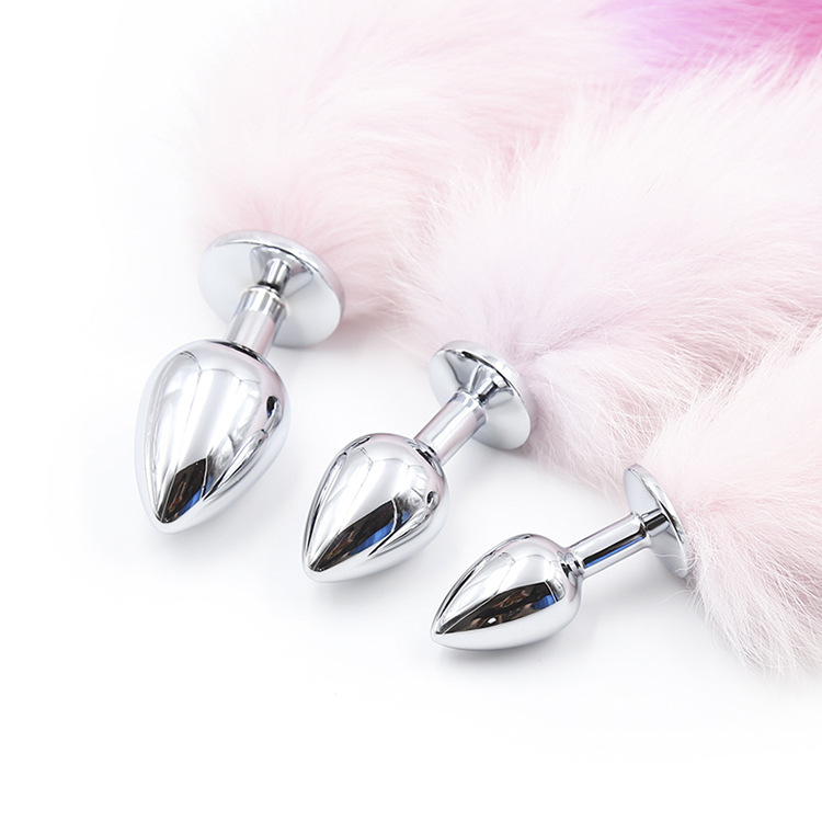 Colorful Artificial Hair Anal Plug - Purple