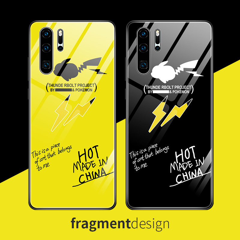 Huawei P30pro Mobile Phone Case Glass Fibre P30 Cartoon Creative Personality P30pr0 Case Contrast Black Yellow Unisex 30 Pro Silicone Soft Border Protection Fall All Inclusive Ultra Thin