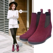 Mùa thu và mùa đông dành cho người lớn thời trang chống trượt cộng với giày đi mưa nhung nữ ống ngắn tăng giày cao su Hàn Quốc giày công sở nước mưa