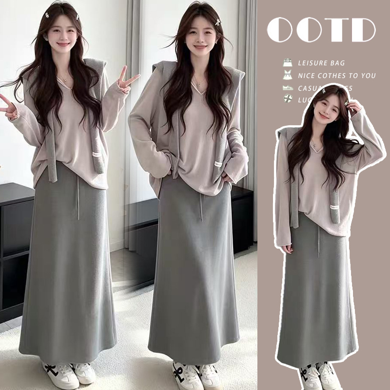 Maternity Wear Autumn Suit 2026 New Fashionable Long-Sleeved Top with Shawl and Skirt Three-Piece Suit for Pregnancy Wear Maternity Wear Autumn Suit 2026 New Fashionable Long-Sleeved Top with Shawl and Skirt Three-Piece Suit for Pregnancy Wear