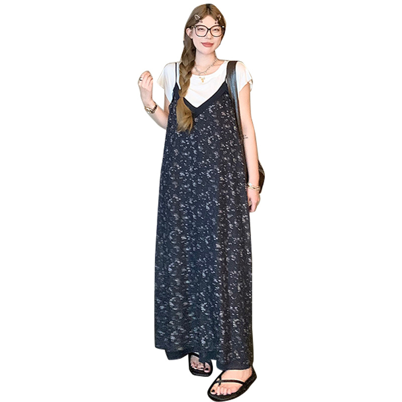 Maternity Wear 2026 New Style Dress Summer T-Shirt Short-Sleeved Floral Suspender Skirt Maternity Two-Piece Set Summer Outfit