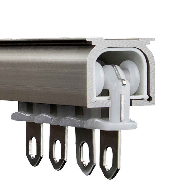 ໂລຫະປະສົມອາລູມິນຽມຫນາພິເສດ curtain silent track slide rail pulley Roman rod slide single and double rail side top-mounted straight rail
