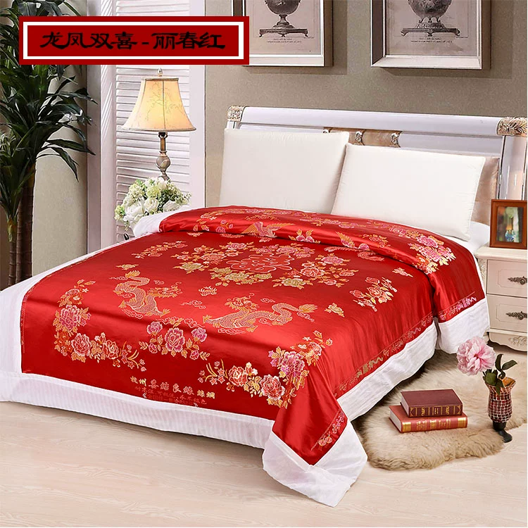 Genuine Hangzhou lụa gấm satin đám cưới chăn chăn lụa chăn cưới trăm trẻ em là con rồng và phượng - Quilt Covers vỏ chăn cotton