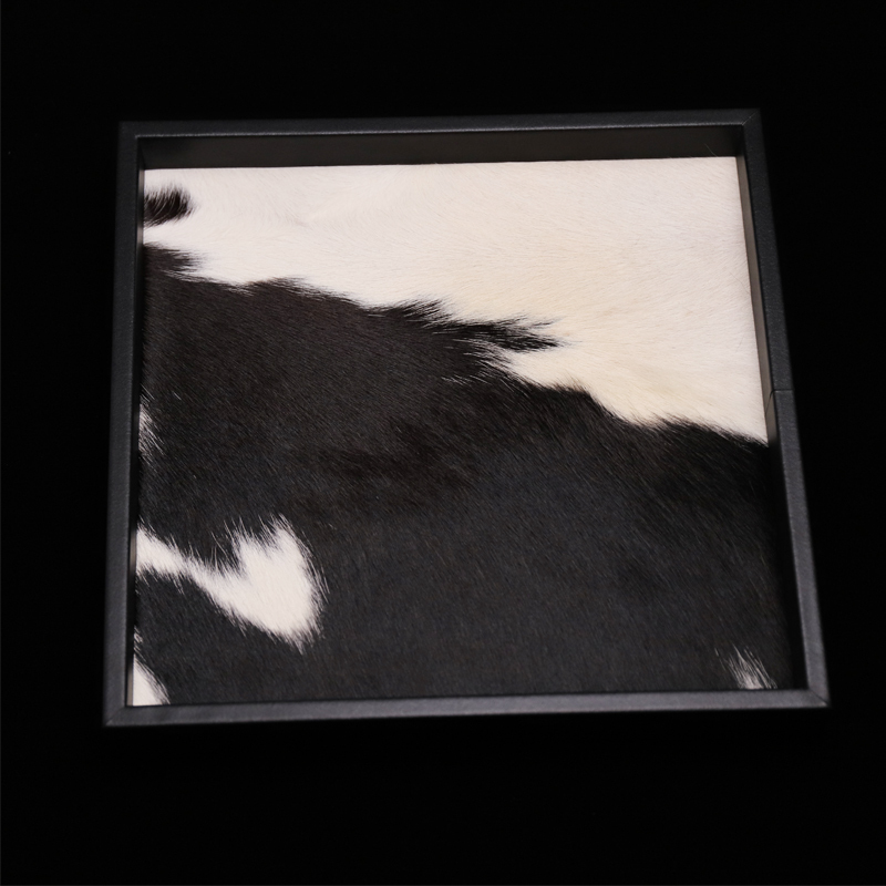 Monet Cowhide Black Leather Tray for Displaying and Storing Jewelry, High-End Home Genuine Leather Art Piece Monet Cowhide Black Leather Tray for Displaying and Storing Jewelry, High-End Home Genuine Leather Art Piece